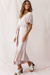 Friday Surplice Neckline Front Split Maxi Dress Mauve