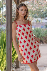 Marlowe Contrast Checkered Crochet Mini Dress