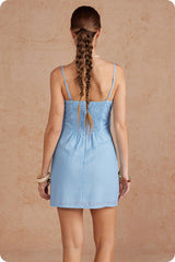 Marina Watercolor Bloom Bow Mini Dress