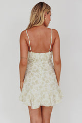 Promise Me Ruched Bust Pintuck Pleat Detail Dress Floral Pistachio