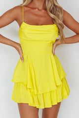 Well Versed Cowl Neck Flounce Romper Bright Yellow