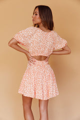 Your Moment Cut-Out Waist Dress Floral Orange