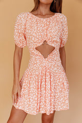 Your Moment Cut-Out Waist Dress Floral Orange