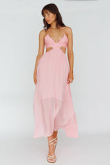Tenyl Open Back Strappy Midi Dress Blush