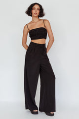 Regal Ruched Cami Crop Top Black