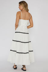 Confidante Ric Rac Trim Maxi Dress White