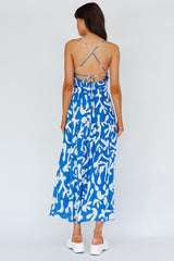 Tiffi Cami Strap Midi Dress Floral Blue