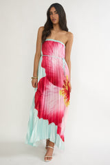 Lauriella Strapless Accordion Pleat Maxi Dress Hibiscus Mint