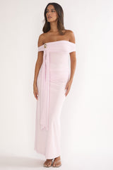 Evanthe Off-Shoulder Sash Maxi Dress Blush