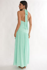 To The Sky Halterneck Maxi Dress Sage