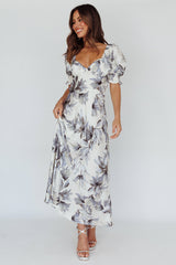 Brigita Tied Back Maxi Dress Floral Blue