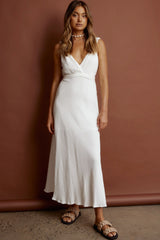 Zanzibar Surplice Neckline Maxi Dress White