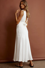 Zanzibar Surplice Neckline Maxi Dress White