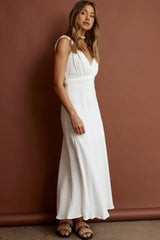 Zanzibar Surplice Neckline Maxi Dress White