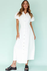 Zurich Pleated Waist Midi Dress White