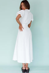 Zurich Pleated Waist Midi Dress White