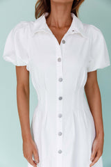 Zurich Pleated Waist Midi Dress White