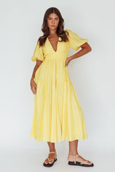 Summer Land V-Neckline Midi Dress Butter
