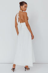 Spring Feels Halterneck Belt Maxi Dress White