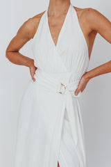 Spring Feels Halterneck Belt Maxi Dress White