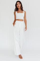Empire Shirred Back Crop Top White