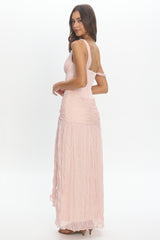 Keia Crepe Chiffon One-Shoulder Maxi Dress Light Pink