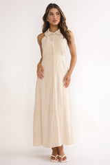 Teagun Collared Button Maxi Dress Stone