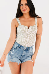 Exotic Nights Animal Print Bodysuit (Sage/White)