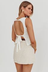 Lyre Song Backless Sleeveless Top White