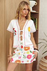 Jubilee Scalloped Hem Mini Skirt Floral White