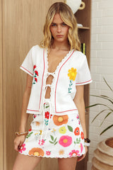 Jubilee Tie Front Top Floral White