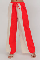 Dream Girl Contrast Wide Leg Pant Tomato Red