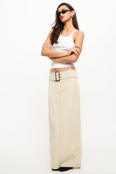 LIONESS Uma Denim Midi Skirt Ecru