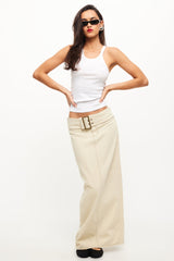 LIONESS Uma Denim Midi Skirt Ecru