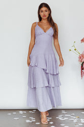 New Vibes Layered Hem Maxi Dress Lilac