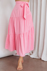 Bondi Waist Tie Maxi Skirt Pink