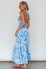 Bondi Keyhole Bust Maxi Dress Floral Blue