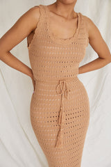 Wander Lust Crochet Midi Dress Mocha
