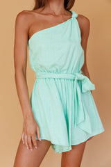 Summer Lover One-Shoulder Romper Mint