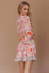 Island Girl Frill Hem Mini Skirt Floral Pink