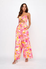 Tammi Cut-Out Waist Jumpsuit Floral Blush