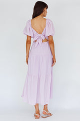 Royce Bow Back Midi Dress Lilac