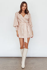 New Wave Long Sleeve Wrap Dress Sand