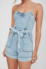 Laureen Pocket Romper Denim