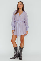 Sady Long Sleeve Shirt Mini Dress Lilac