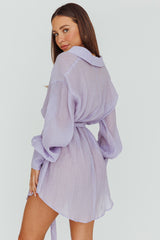 Sady Long Sleeve Shirt Mini Dress Lilac