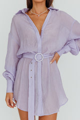 Sady Long Sleeve Shirt Mini Dress Lilac