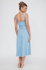 Zenyl Raw Hem Midi Dress Blue