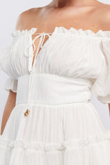 Everley Puff Sleeve Mini Dress White