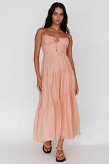 Doe Tie Bust Maxi Dress Apricot